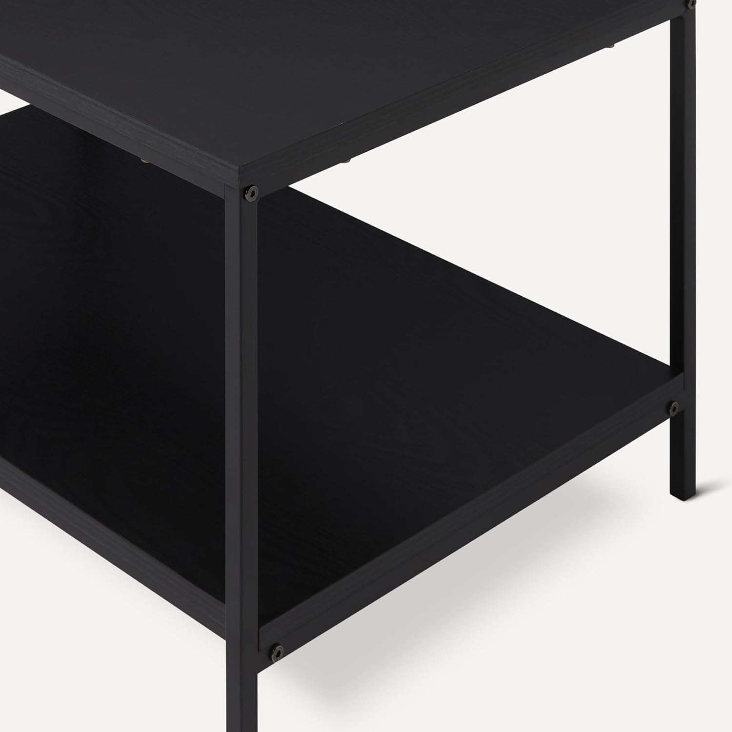 Amazon Basics Rectangular Coffee Table with Bottom Shelf, Living Room Centre Table, Wooden Black