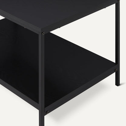 Amazon Basics Rectangular Coffee Table with Bottom Shelf, Living Room Centre Table, Wooden Black