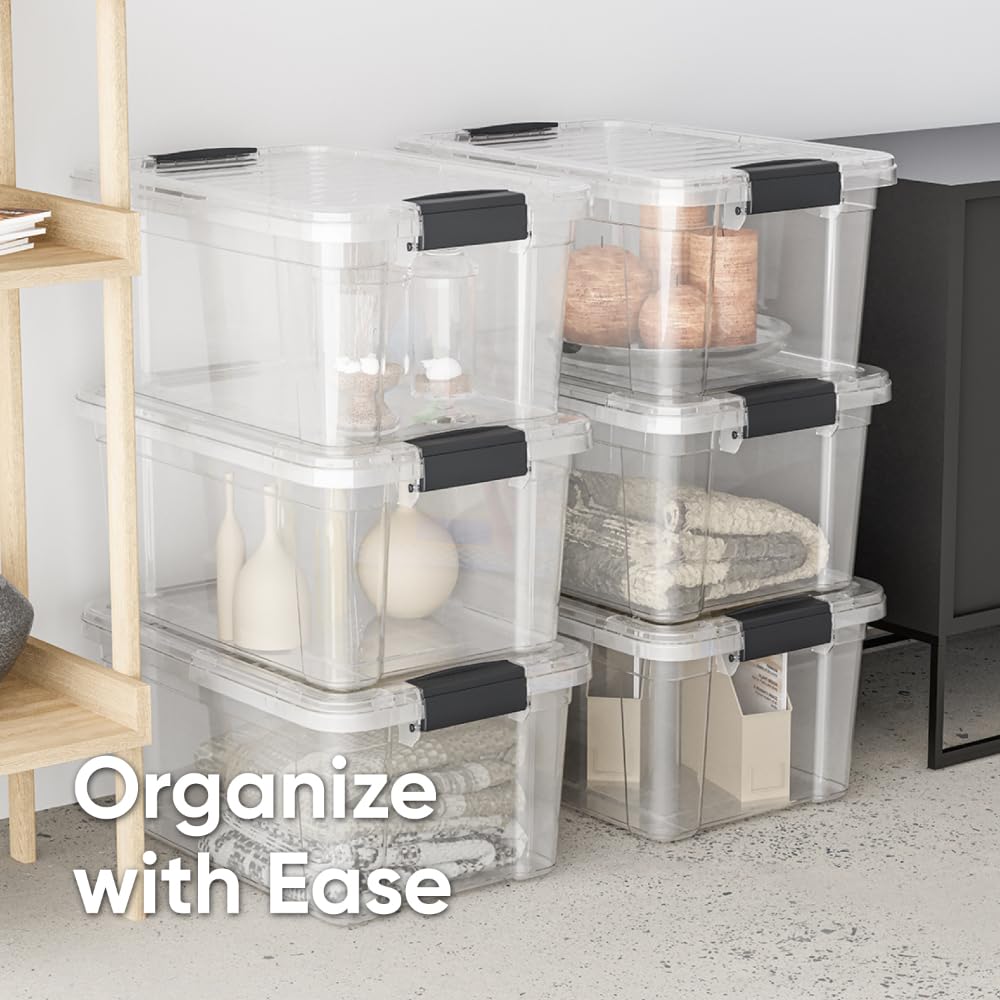 Superio Clear Storage Box with Lid, 14.25 Quart Plastic Container Bins for Organizing, Stackable