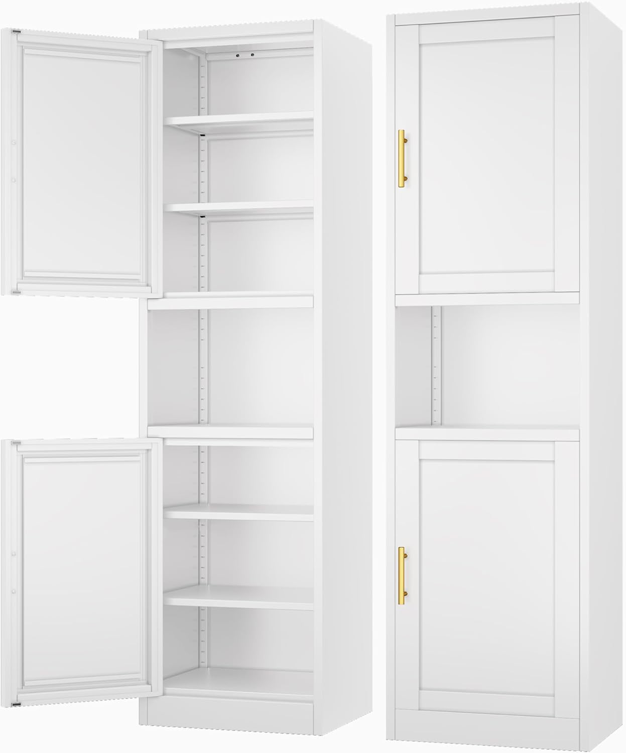 Tall Narrow Storage Cabinet 66.93" H Tall Bathroom Cabinets Metal Pantry Cabinet, 4 Adjustable