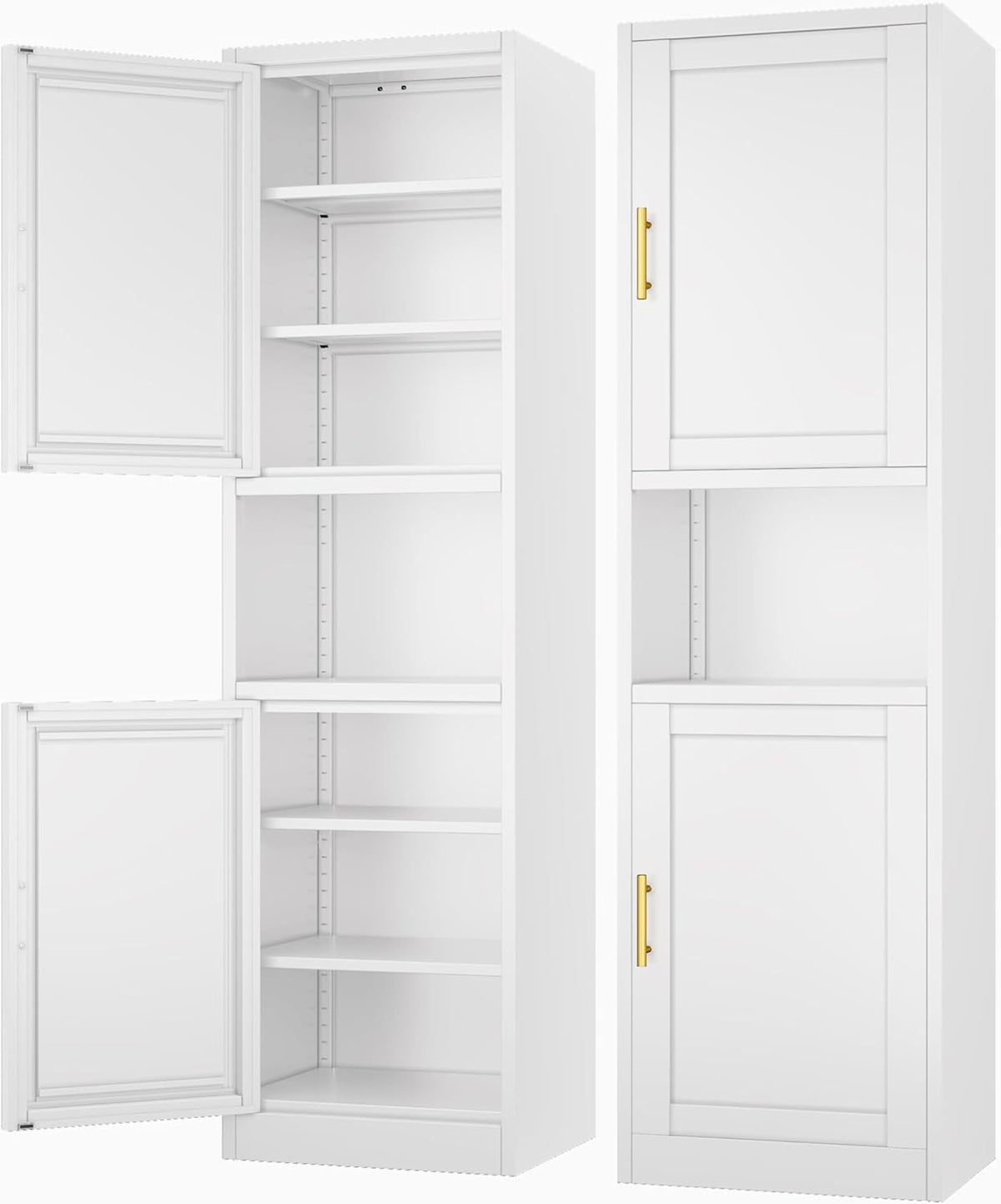 Tall Narrow Storage Cabinet 66.93" H Tall Bathroom Cabinets Metal Pantry Cabinet, 4 Adjustable