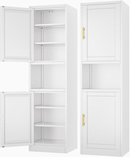 Tall Narrow Storage Cabinet 66.93" H Tall Bathroom Cabinets Metal Pantry Cabinet, 4 Adjustable