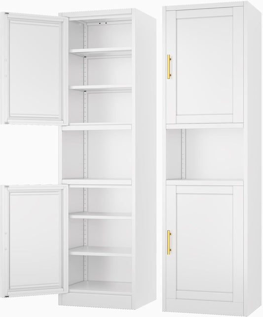 Tall Narrow Storage Cabinet 66.93" H Tall Bathroom Cabinets Metal Pantry Cabinet, 4 Adjustable