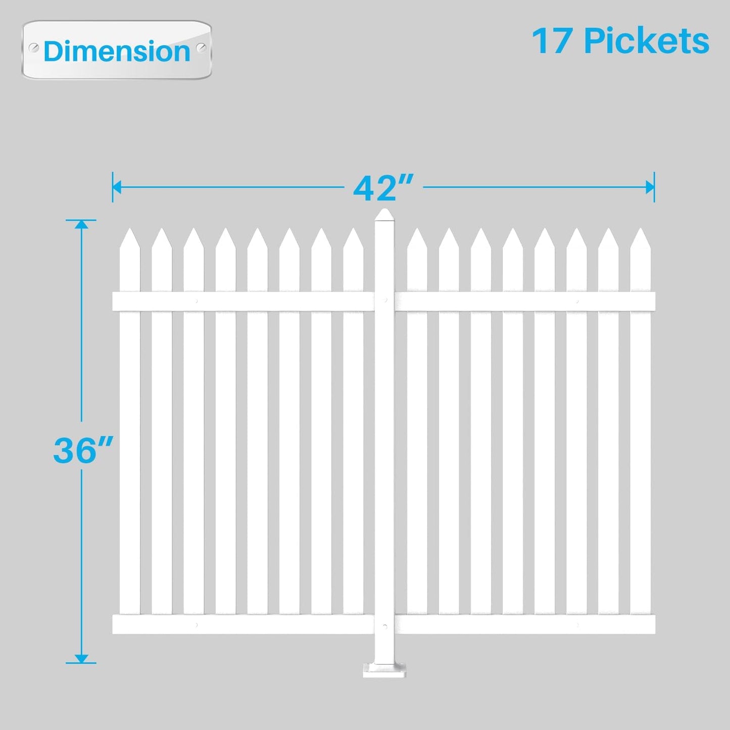 Patio 7 Sets Vinyl Picket Fence Panels 36" H x 84" W White PVC Decorative Fence for Front Yard