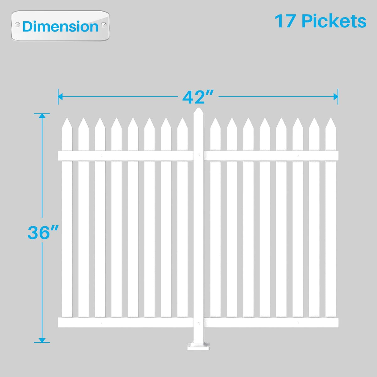 Patio 7 Sets Vinyl Picket Fence Panels 36" H x 84" W White PVC Decorative Fence for Front Yard