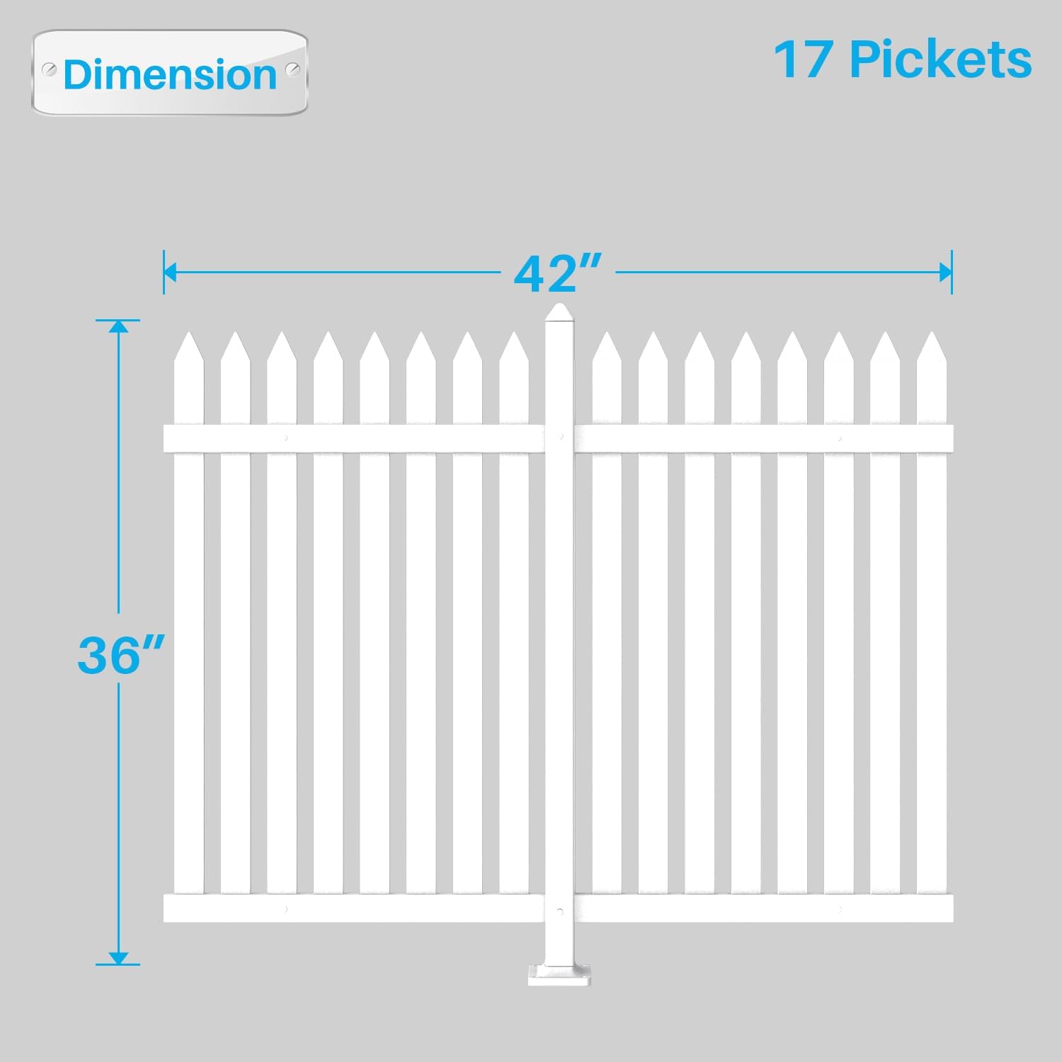 Patio 5 Sets Vinyl Picket Fence Panels 36" H x 84" W White PVC Decorative Fence for Front Yard