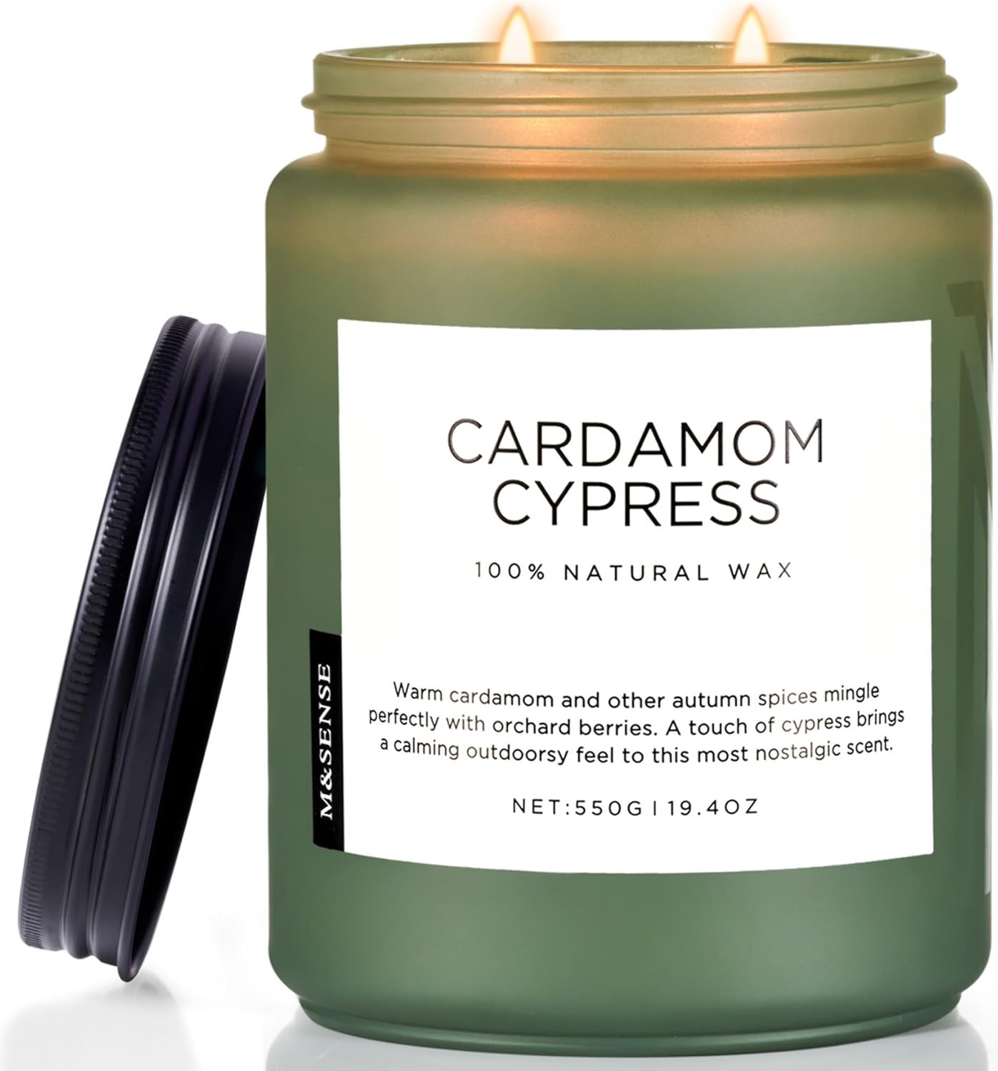M&SENSE Spice Cardamom Cypress Large Soy Candles for Home Scented 2 Wick Large Soy Natural Candles