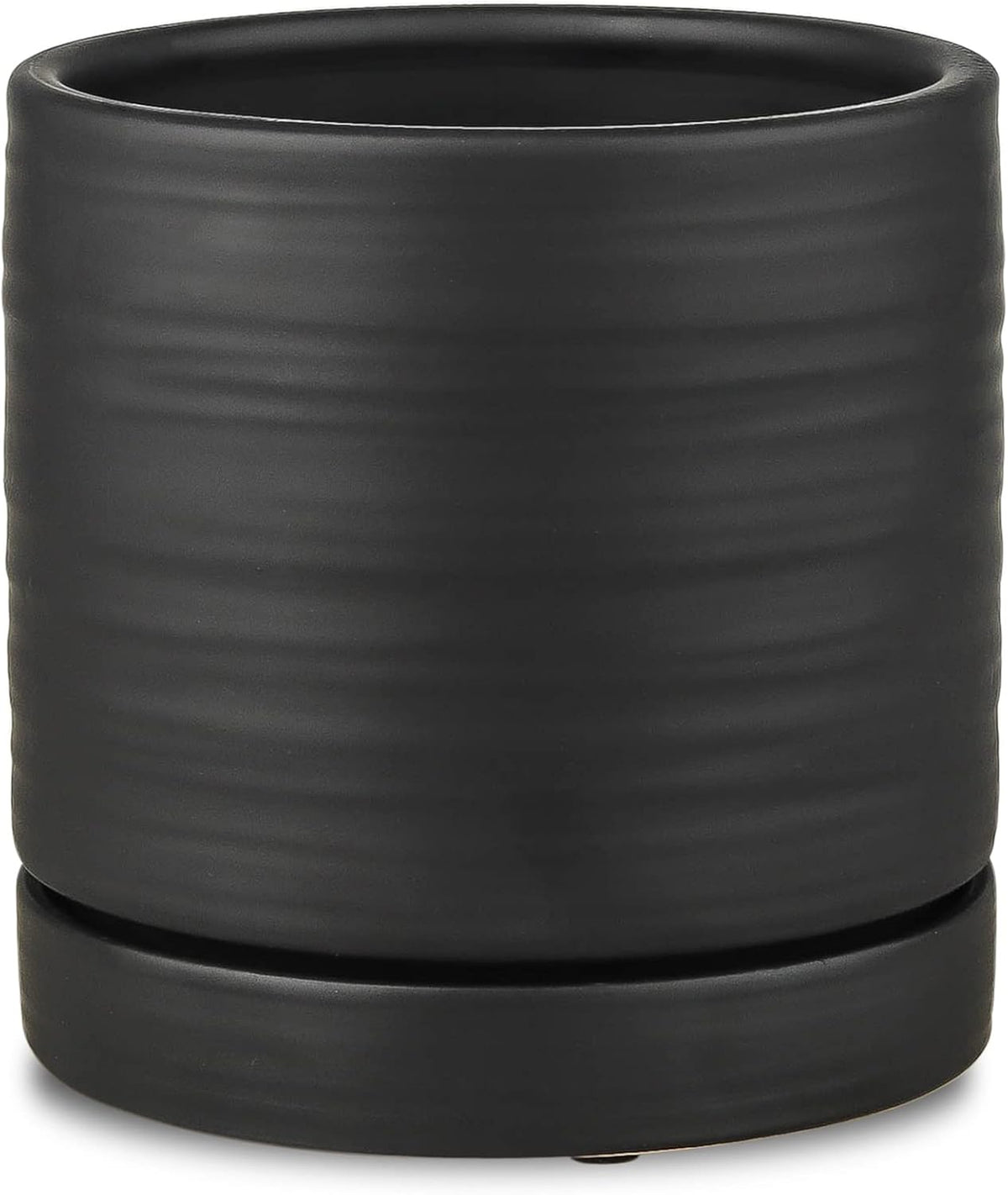 6 Inch Plant Pots, Ceramic Planter Pot with Drainage Hole & Saucer, Indoor/Outdoor Cylinder Round