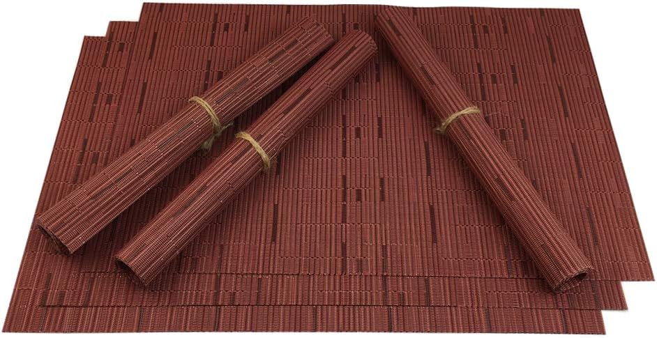 Red-A Placemats Set of 6 for Dining Table Heat-Resistant Washable Place Mats Woven Vinyl Kitchen
