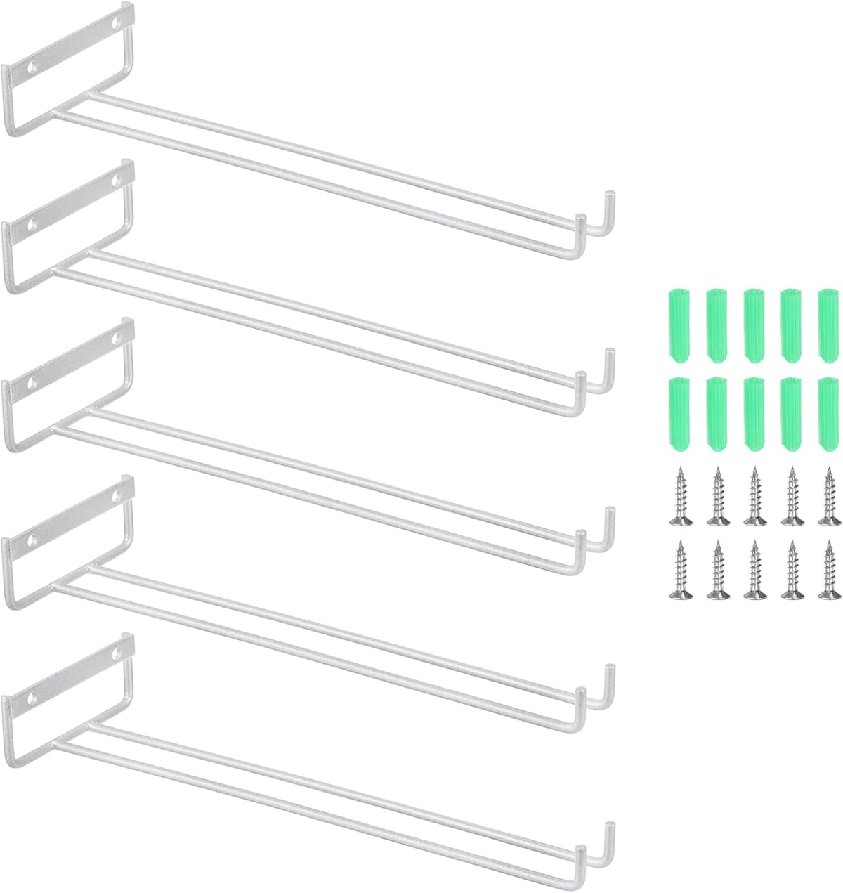 uxcell 5Pcs Wine Glass Rack, 11.81 Inch Iron Wine Glasses Rack Under Cabinet Stemware Rack - Wall