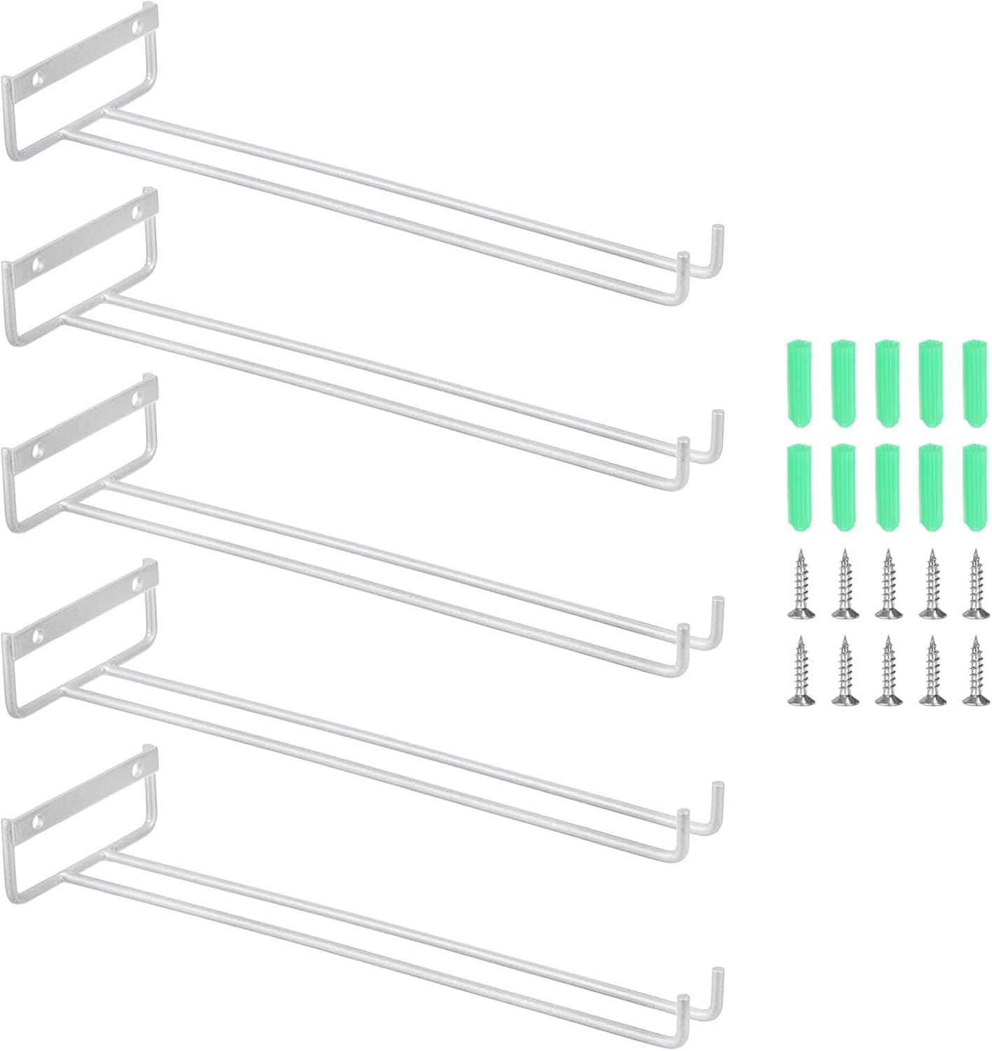 uxcell 5Pcs Wine Glass Rack, 11.81 Inch Iron Wine Glasses Rack Under Cabinet Stemware Rack - Wall