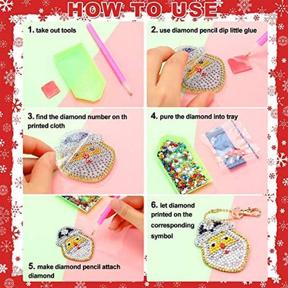 Chuangdi 20 Pieces Christmas Diamond Painting Ornaments Christmas Tree Diamond Art Kits 5d Double