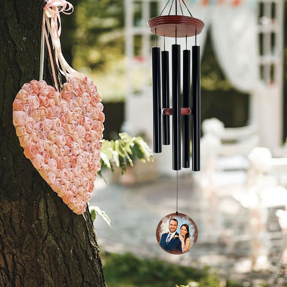 ASTARIN Wedding Wind Chimes for Outside, Custom Photo Personalized Wind Bells, Memorial Gifts for