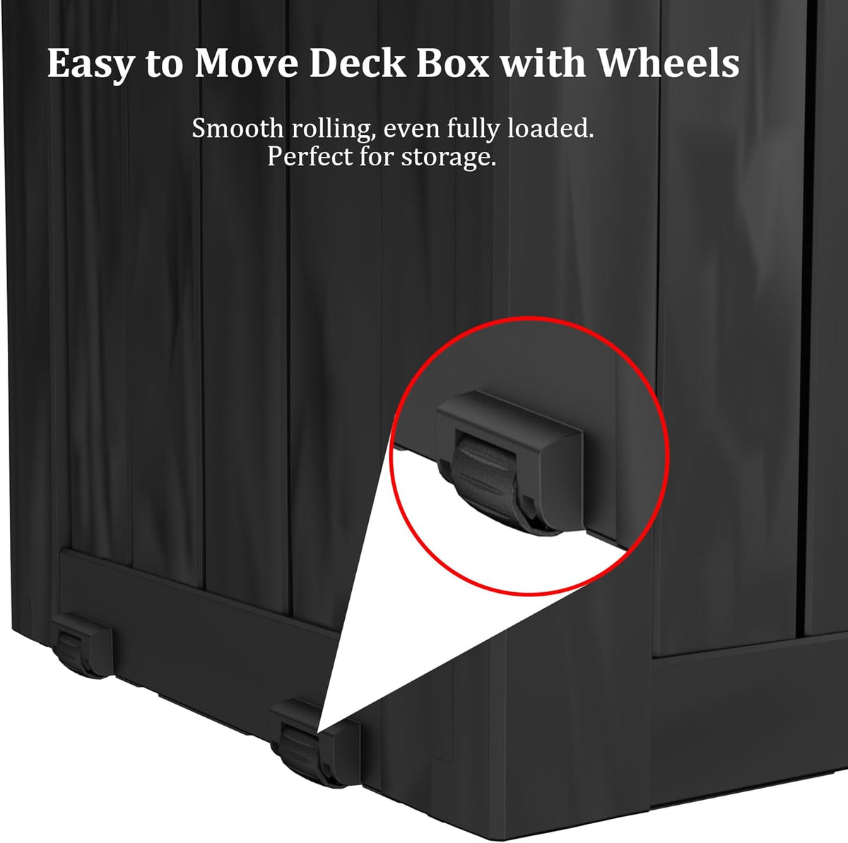 80 Gallon Outdoor Storage Box with Wheels, Waterproof Lockable Resin Deck Box Patio Storage Bin for