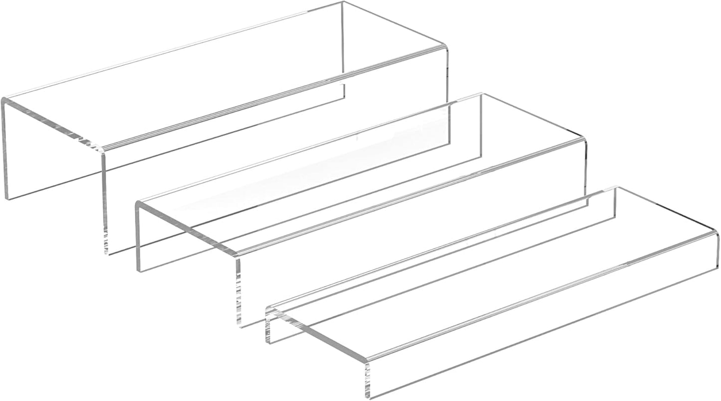 Rectangular Acrylic Display Risers Stands 3pcs, Dessert Table Display Rack, Clear Display Shelf for
