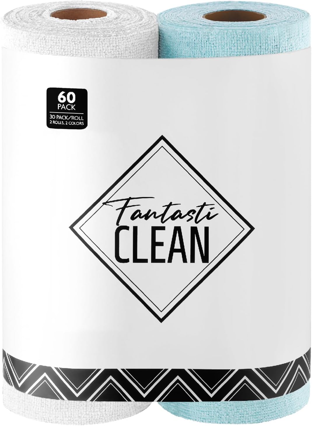 Fantasticlean Microfiber Cleaning Cloth Roll -60 Pack, Tear Away Microfiber Towels, 12" x 12"