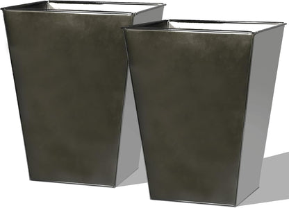Worth Garden Large Metal Glazed Floor Planter Set of 2-14" Dia x 18" H - Luxurious Glossy Finish