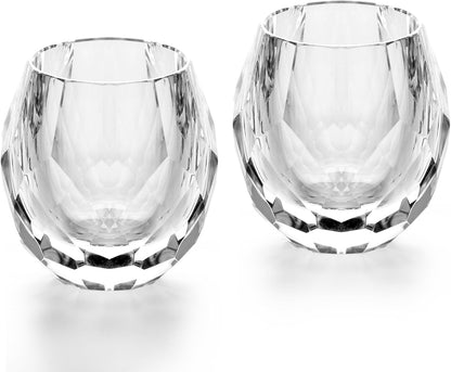KAMMAK Crystal Whiskey Glasses Set of 2, Handcrafted Old Fashioned Glasses Stemless, 3.71oz Hand