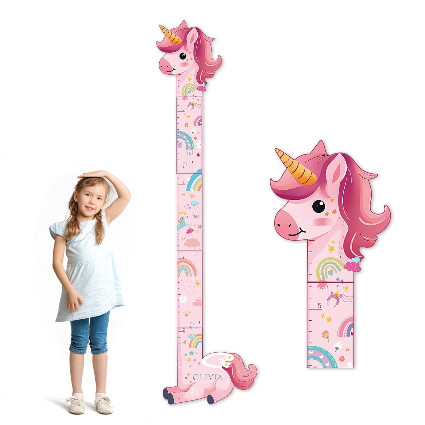 Personalized Name Growth Chart for Kids, Unicorn Wooden Wall Decor Growth Chart, Wall Decor for