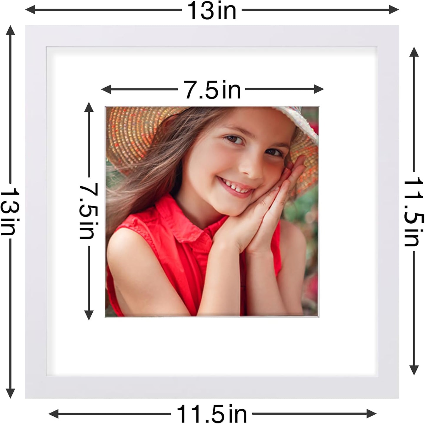 Vittanly 12x12 Picture Frames Set of 9, Shatter Resistant Plexiglass, Display 8x8 Pictures with Mat