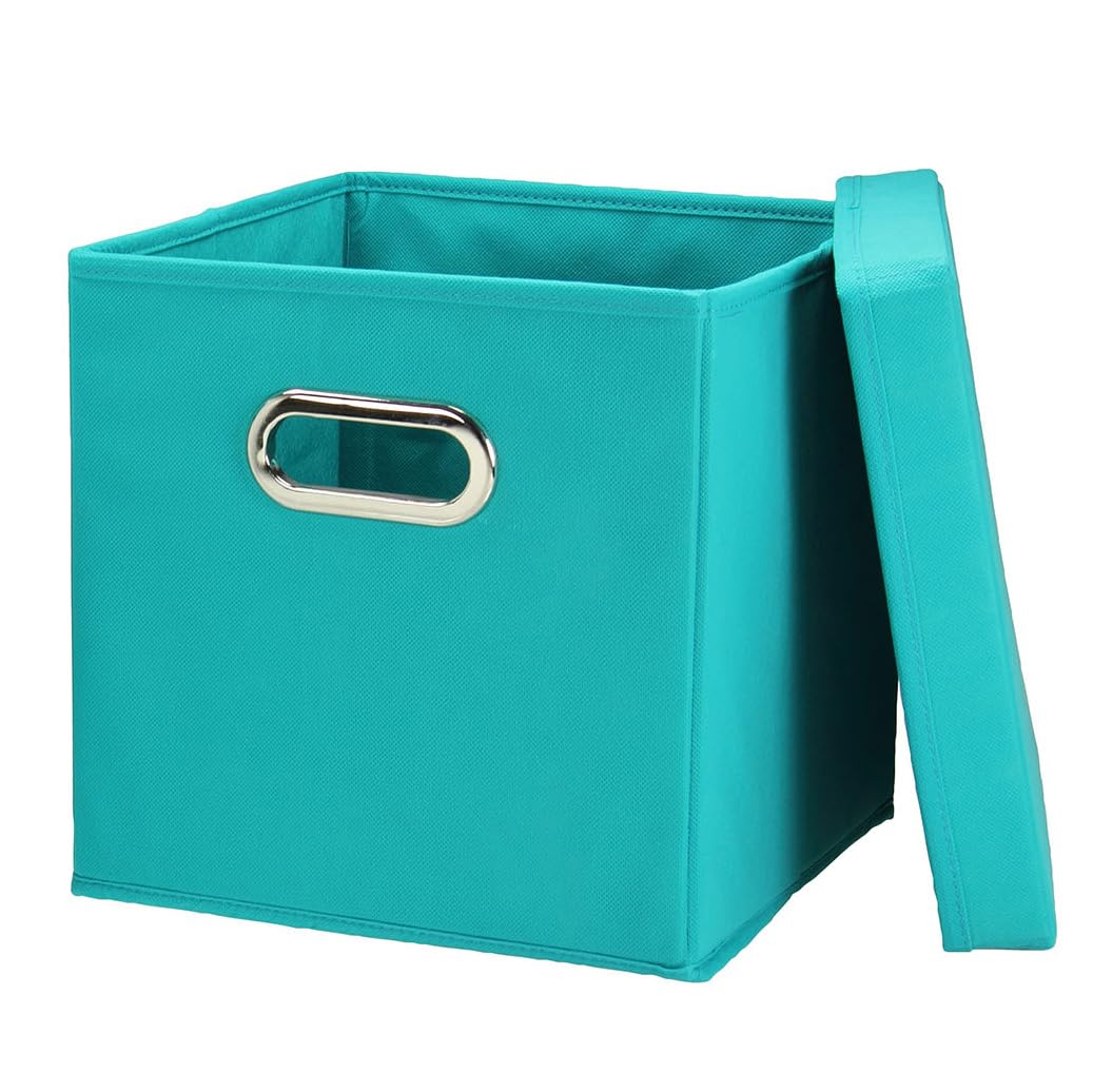 Household Essentials 36-1 Decorative Storage Cube Set with Removable Lids | Aqua | 2-Pack