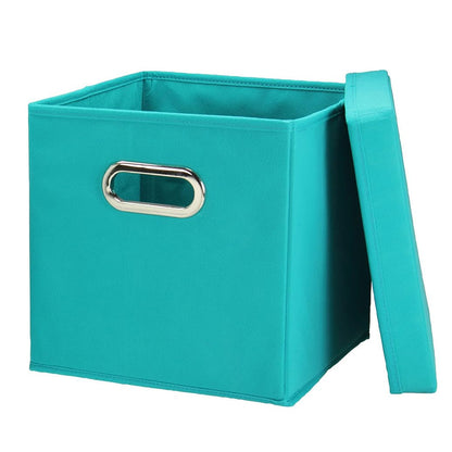 Household Essentials 36-1 Decorative Storage Cube Set with Removable Lids | Aqua | 2-Pack