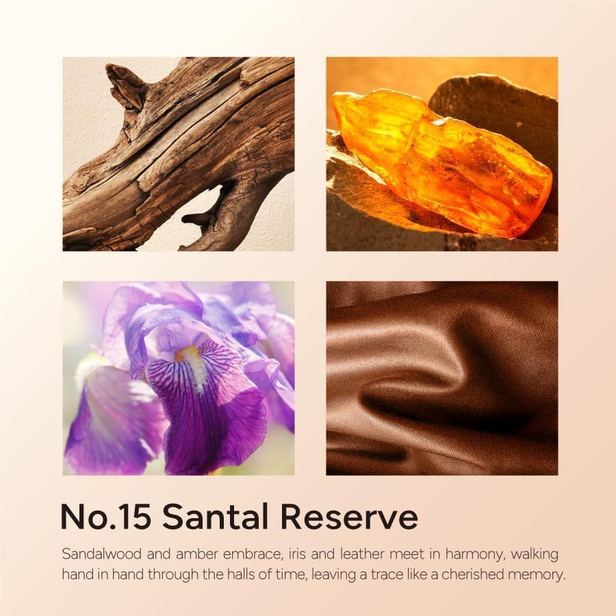 Santal Reserve Luxury Scented Candles, 9oz Soy Wax Candles for Home Scented, Sandalwood, Amber