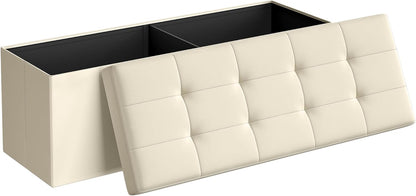 SONGMICS MAZIE Collection - 43 Inches Folding Storage Ottoman Bench, Ottoman Foot Rest, End of Bed