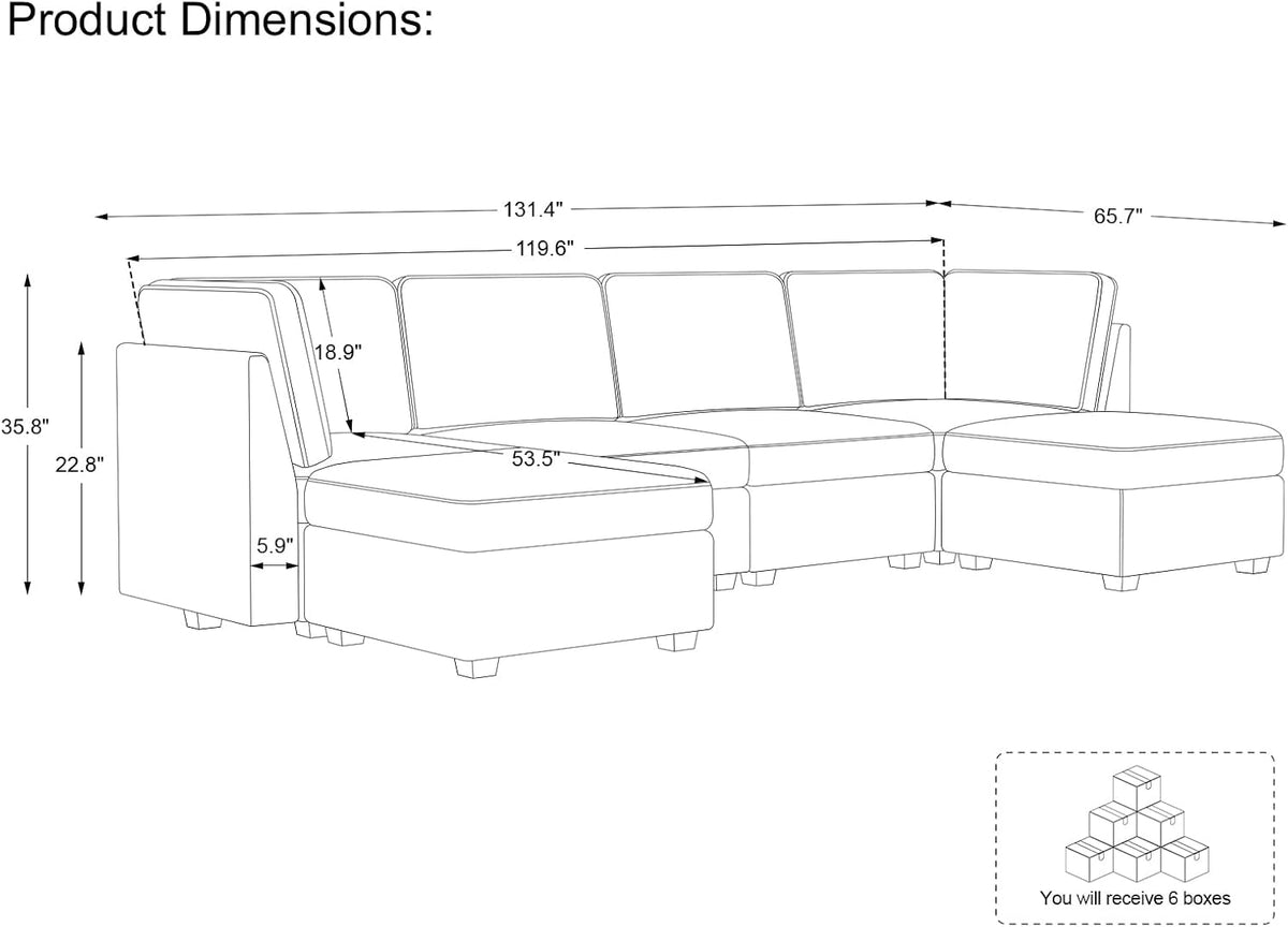 Belffin Modular Sectional Sofa with Storage Ottoman, Oversized Cloud Couch Sectional with Extra
