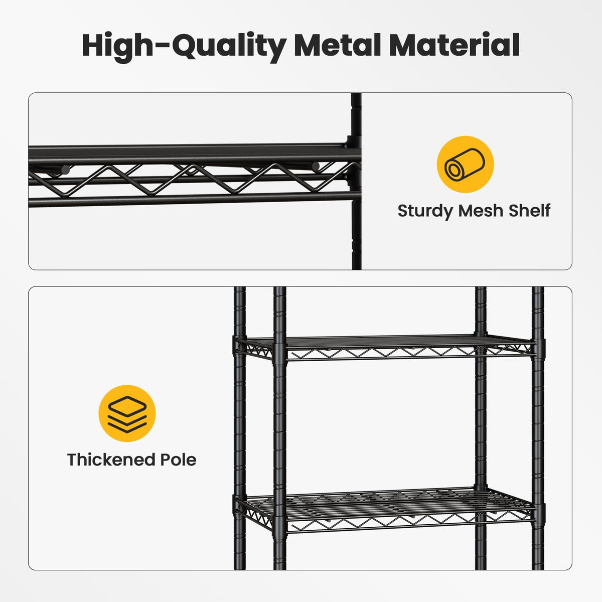 DUMOS Metal Storage Shelves, Wire Shelving, 5 Tiers Shelves, 23.2" W