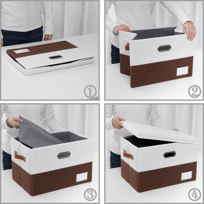 PRANDOM Foldable Storage Bins with Lids [3-Pack] Fabric Collapsible Storage Boxes Baskets Cubes