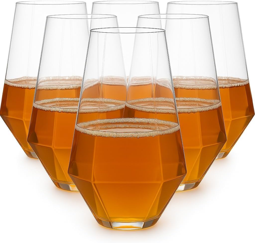 48 Pack Diamond Unbreakable Stemless Plastic Wine Stemless Toasting coacktail Glasses, Durable 9 Oz