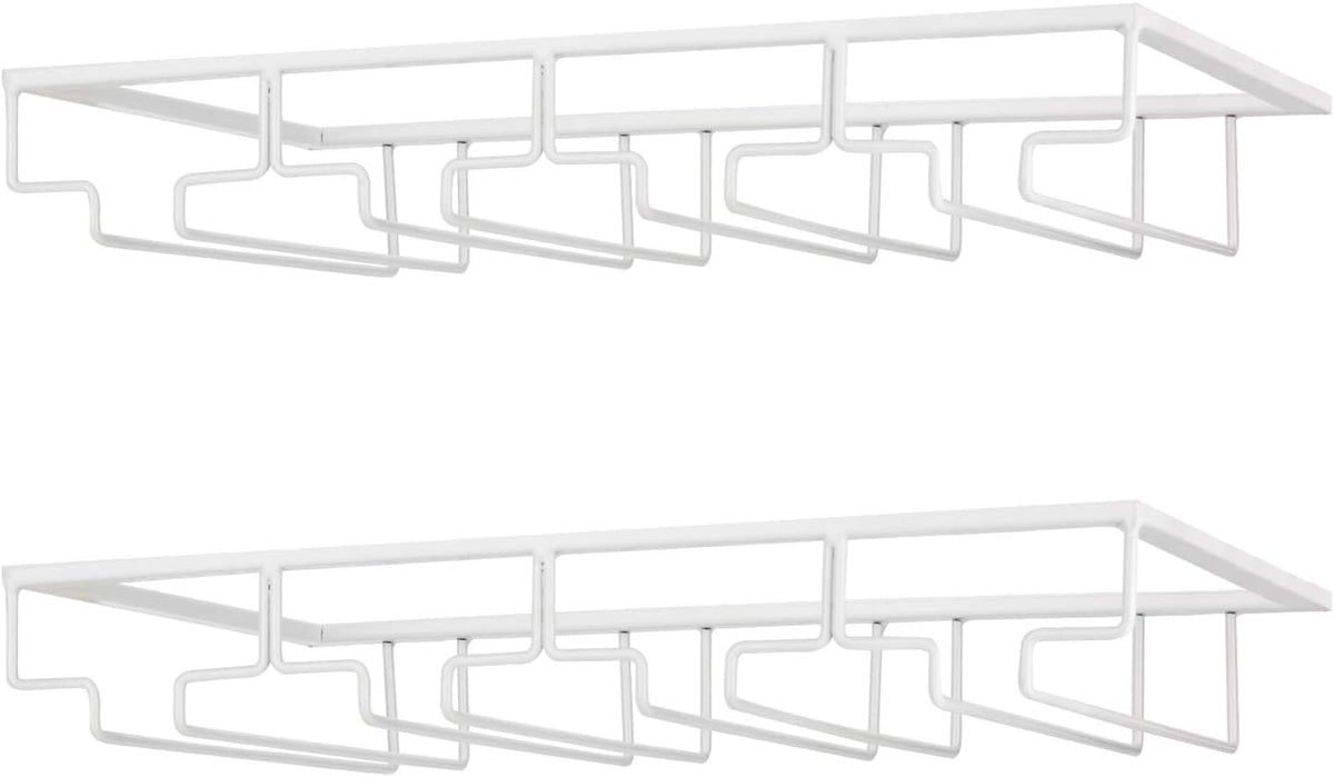 Wine Glass Rack - Under Cabinet Stemware Wine Glass Holder Glasses Storage Hanger 2 Pack Metal