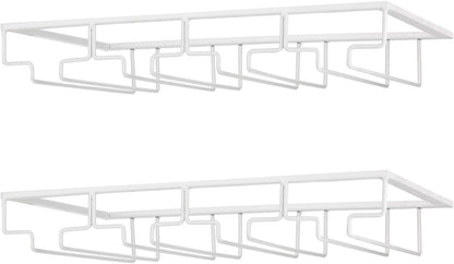 Wine Glass Rack - Under Cabinet Stemware Wine Glass Holder Glasses Storage Hanger 2 Pack Metal