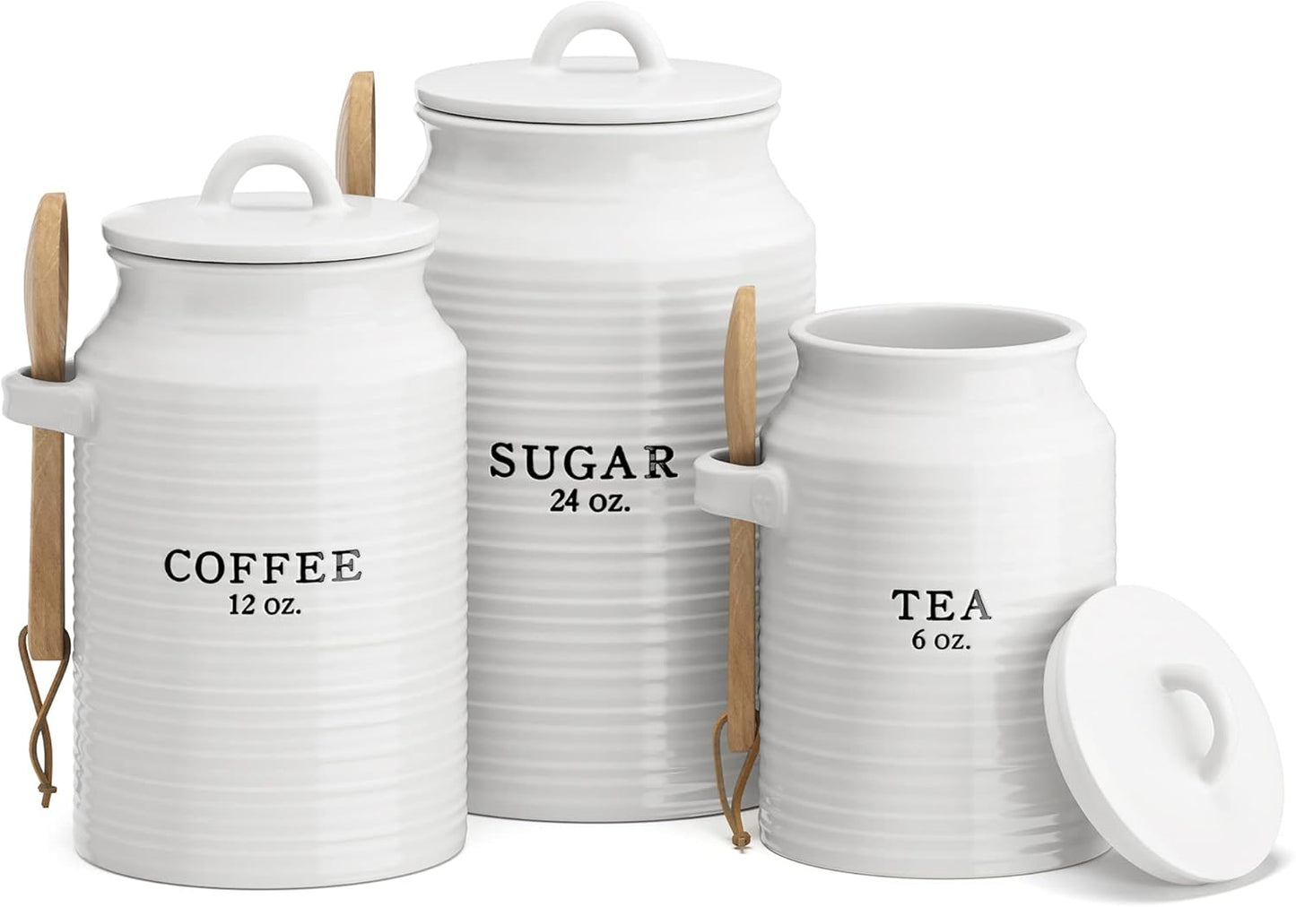 Barnyard Designs Canister Set for Kitchen Counter, Coffee Tea Sugar Container Ceramic Set