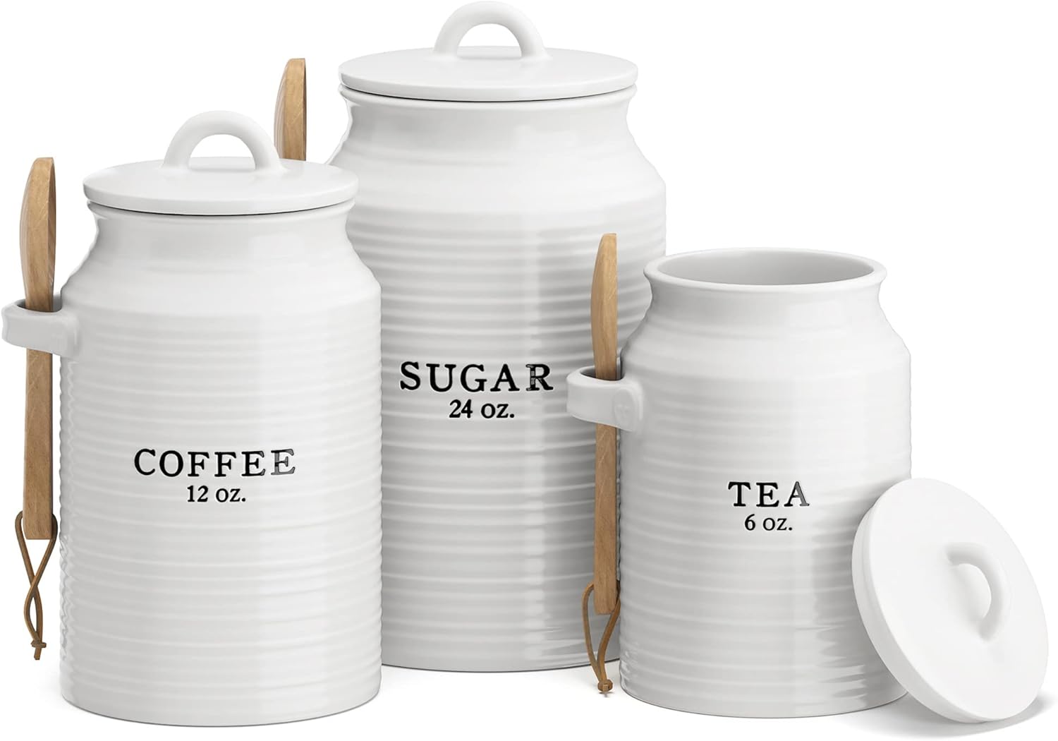 Barnyard Designs Canister Set for Kitchen Counter, Coffee Tea Sugar Container Ceramic Set
