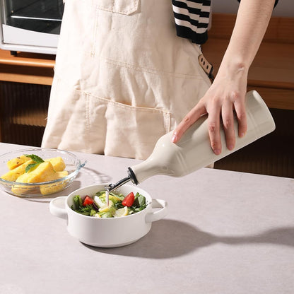 Sweejar Large Ceramic Olive Oil Dispenser Bottle, Opaque Oil Cruet Protects Oil to Reduce