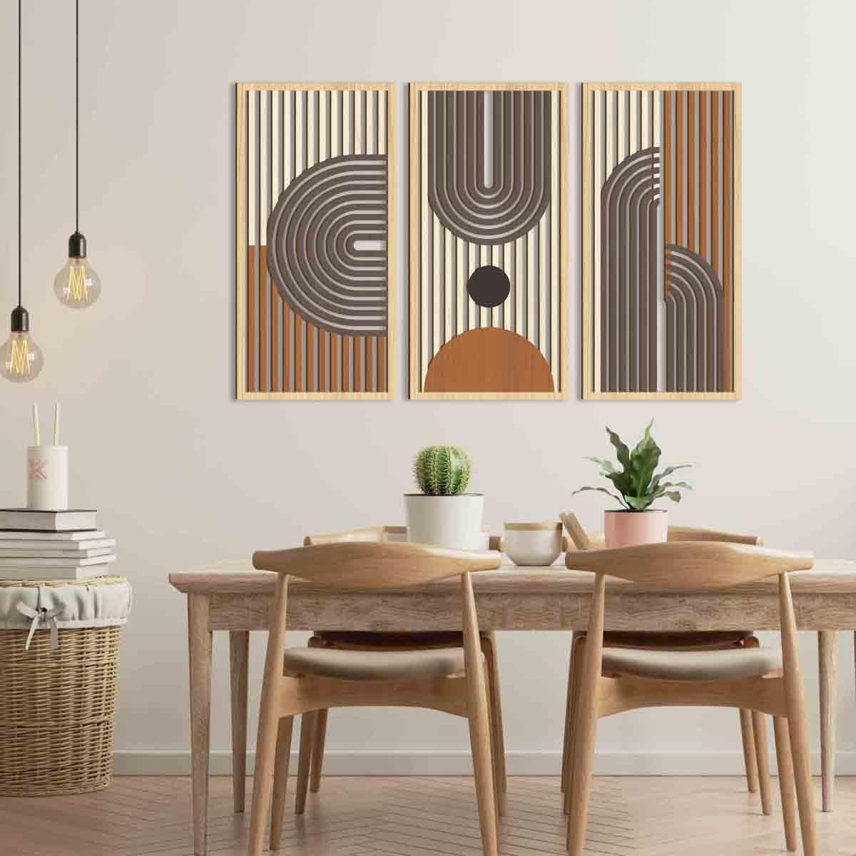 IARTTOP Mid century Modern Decor 16x32 Inch Large Boho Wood Wall Art Abstract Wooden Wall Decor