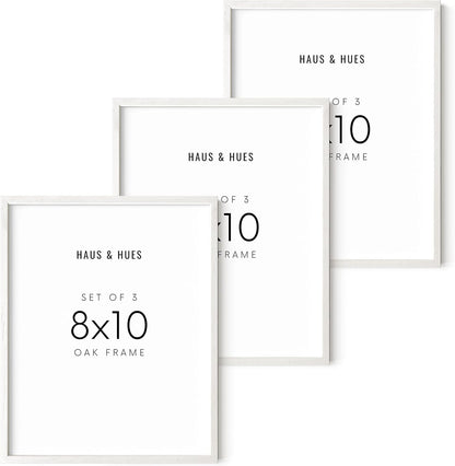 HAUS AND HUES 8x10 Picture Frame Set of 3 - White Picture Frames 8x10, 8 x 10 Wood Picture Gallery