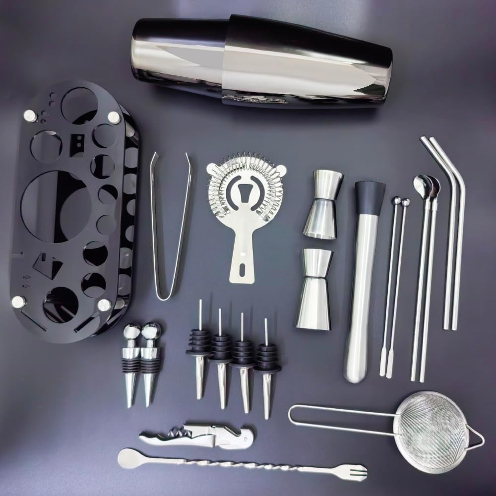 22-Piece Cocktail Shaker Set, 25/20oz Bartender Kit, Bartending Stainless Steel Bar Tools Sets for