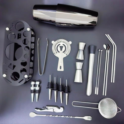 22-Piece Cocktail Shaker Set, 25/20oz Bartender Kit, Bartending Stainless Steel Bar Tools Sets for