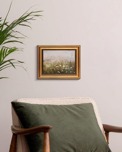 HUARCEY Gold Framed Vintage Wall Art for Living Room Wildflower Field Landscape Decor Aesthetic