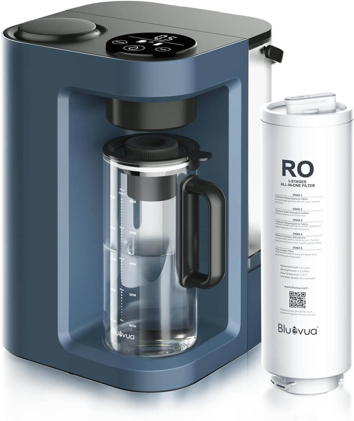 Bluevua RO100ROPOT-Lite(UV) Countertop Reverse Osmosis Water Filter System, 7-Stage Purification