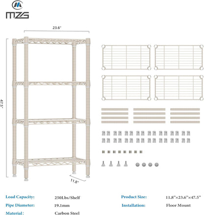 1000 lbs 4-Shelf Standing Storage Shelves Heavy Duty Metal Shelving Unit Adjustable Wire Rack for