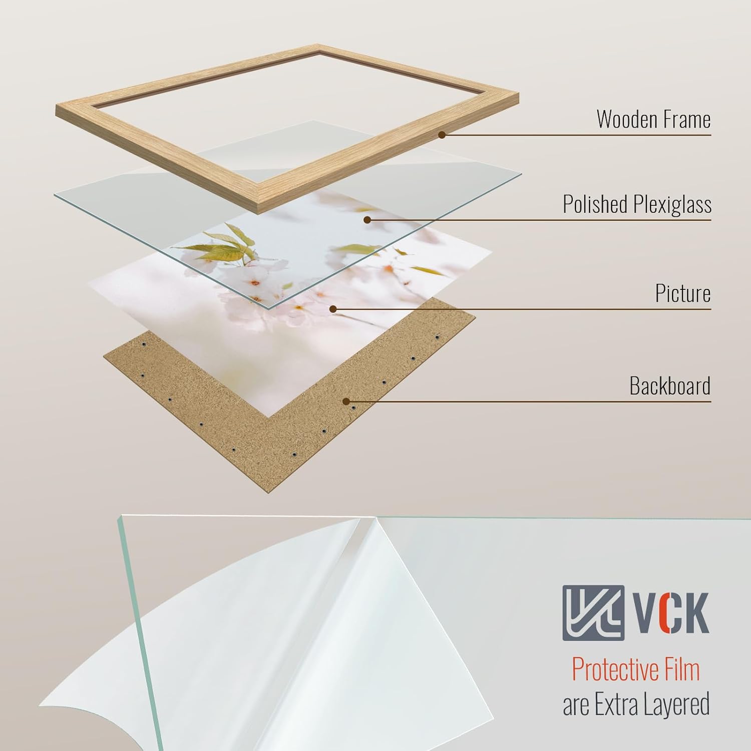 VCK 13x19 Oak Wood Frame for Poster & Picture, Natural Solid Wood Photo Frames 3 Pack, Wall Gallery