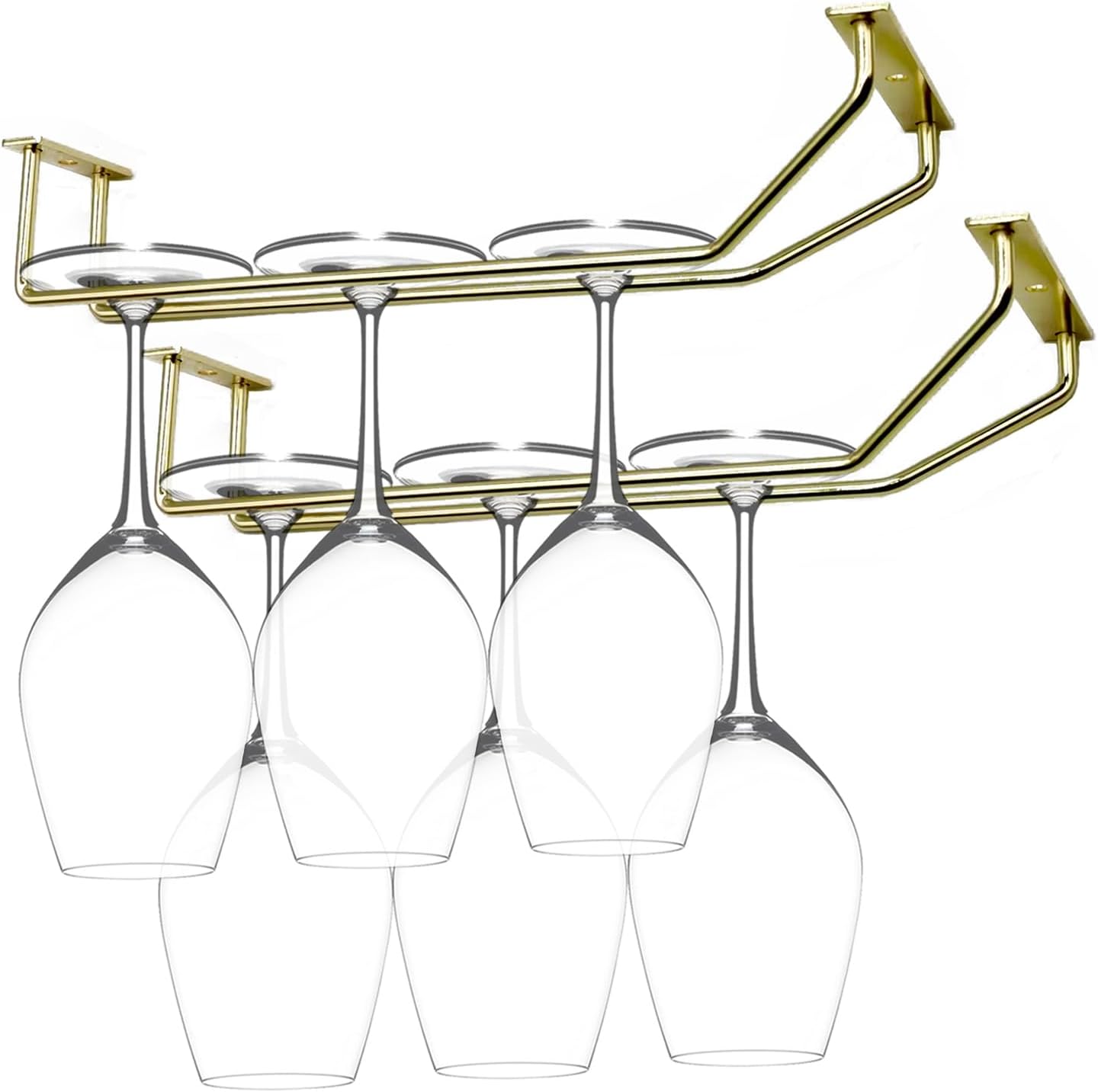 10.8 Inch Gold Wine Glass Rack, Under Cabinet Wine Glass Holder, Wine Glass Hangers Under Shelf