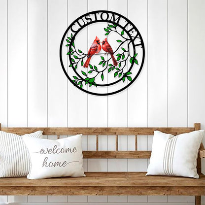 Personalized Name Garden Cardinal Metal Signs, Custom Family Name Outdoor Indoor Wall Decorations