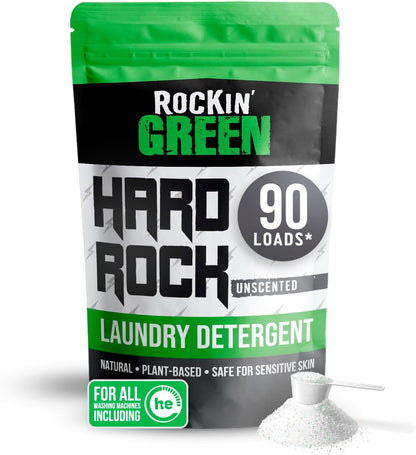 Rockin' Green Hard Rock Laundry Detergent for Hard Water (90 Loads), Plant based, Natural Laundry