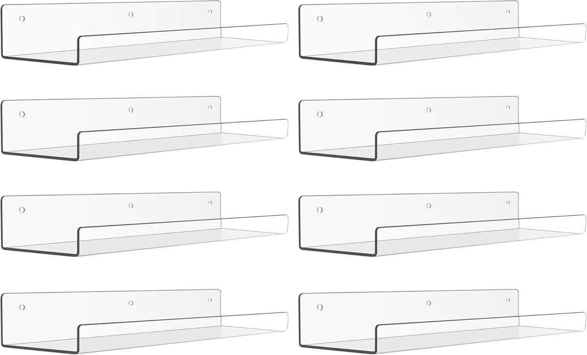 upsimples 8 Pack Acrylic Shelves Wall Organizer and Storage, 15" Display Shelf for Figure, Toy