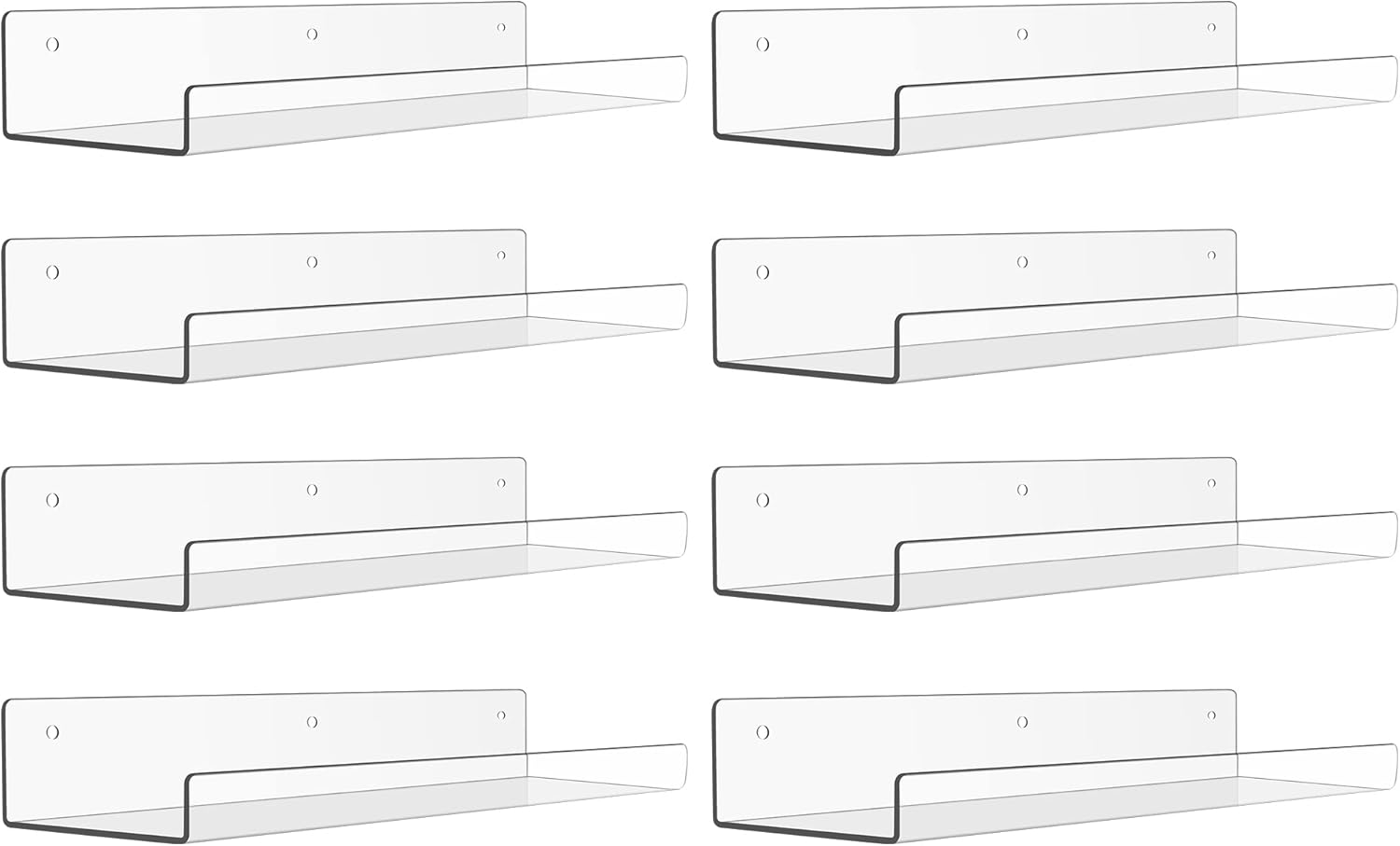 upsimples 8 Pack Acrylic Shelves Wall Organizer and Storage, 15" Display Shelf for Figure, Toy